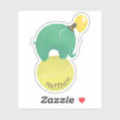 Kute groene en gele olifant. Grappig kinder dier Sticker (Vel)