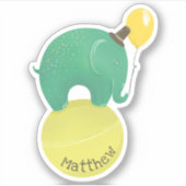Kute groene en gele olifant. Grappig kinder dier Sticker (Voorkant)