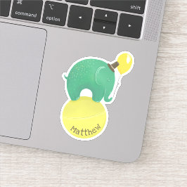 Kute groene en gele olifant. Grappig kinder dier Sticker