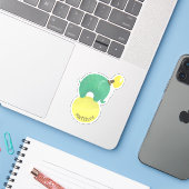 Kute groene en gele olifant. Grappig kinder dier Sticker (Laptop met iPhone)