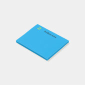 Kute groene en gele vissen op blauw post-it® notes (Schuin)