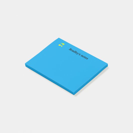 Kute groene en gele vissen op blauw post-it® notes (Schuin)