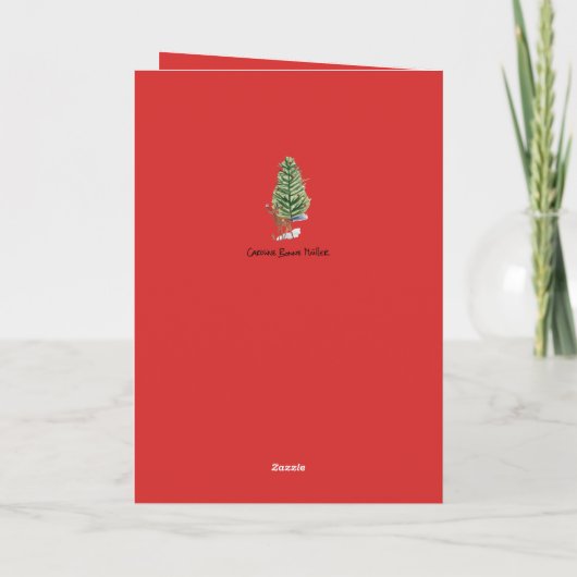 Kute groene kerstboomkinderen feestdagen kaart (Achterkant)