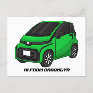 Kute groene micromaatwagen briefkaart