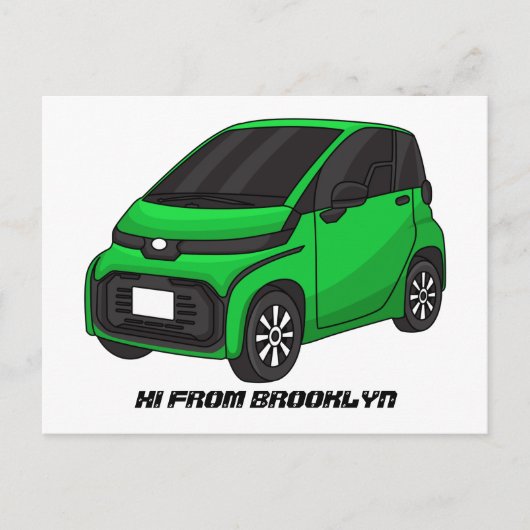 Kute groene micromaatwagen briefkaart (Voorkant)