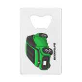 Kute groene micromaatwagen creditkaart flessenopener (Achterkant)