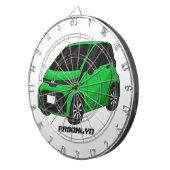 Kute groene micromaatwagen dartbord (Voorkant Rechts)
