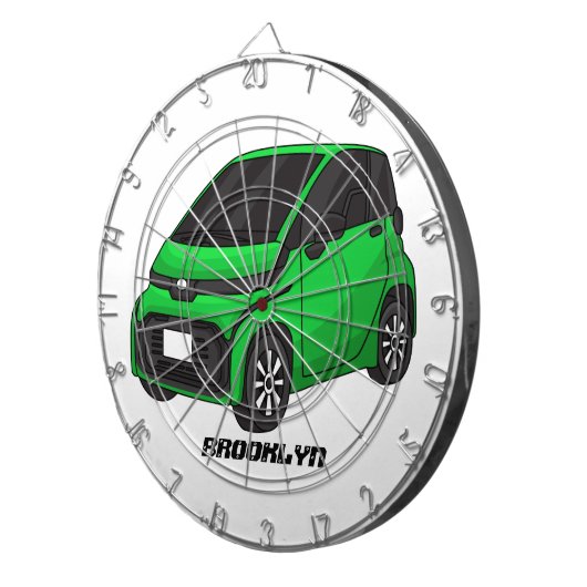 Kute groene micromaatwagen dartbord (Voorkant Rechts)