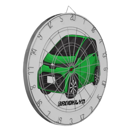 Kute groene micromaatwagen dartbord (Voorkant Links)