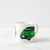 Kute groene micromaatwagen espresso kop (Voorkant rechts)