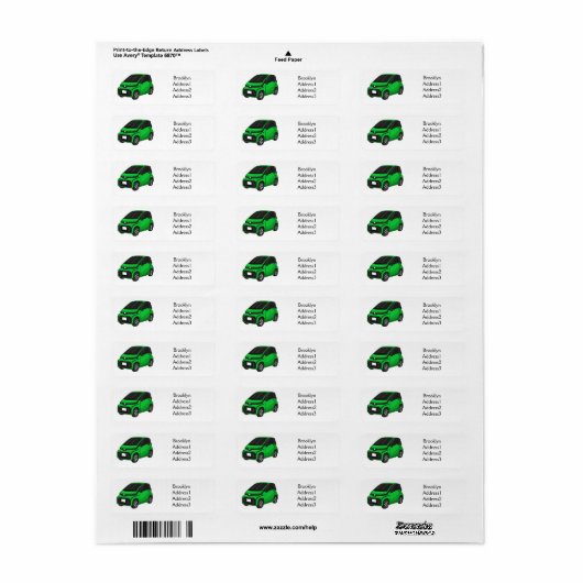 Kute groene micromaatwagen etiket (Full Sheet)