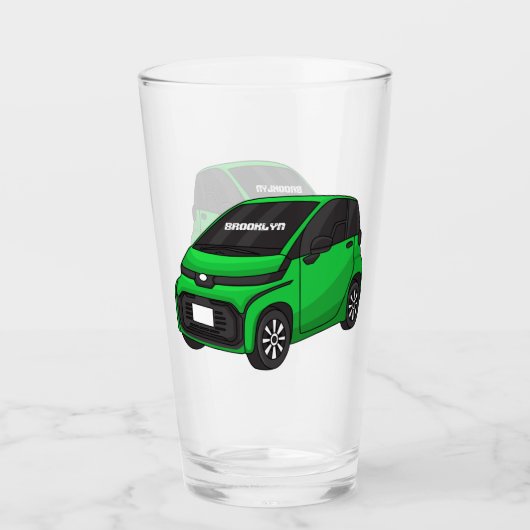 Kute groene micromaatwagen glas (Voorkant)