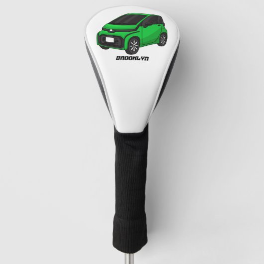 Kute groene micromaatwagen golfheadcover (Voorkant)