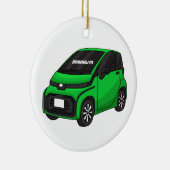 Kute groene micromaatwagen keramisch ornament (Rechts)