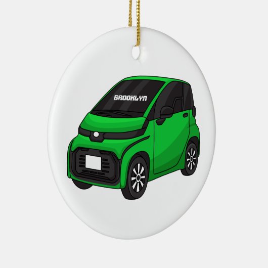 Kute groene micromaatwagen keramisch ornament (Rechts)