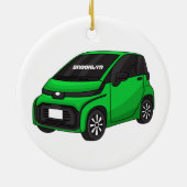 Kute groene micromaatwagen keramisch ornament (Achterkant)