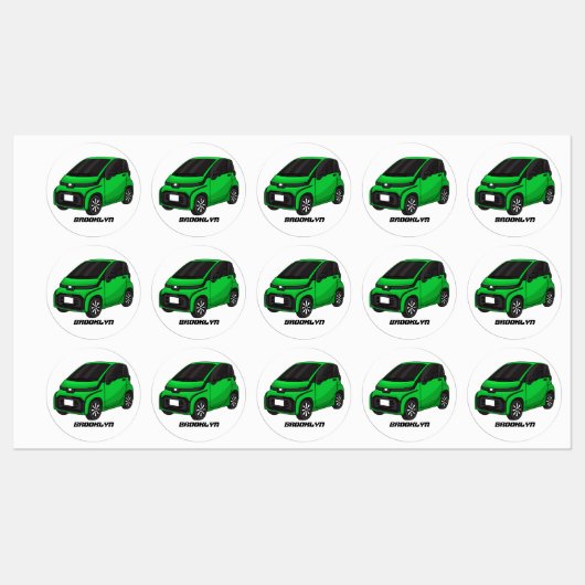Kute groene micromaatwagen labels (Vel)
