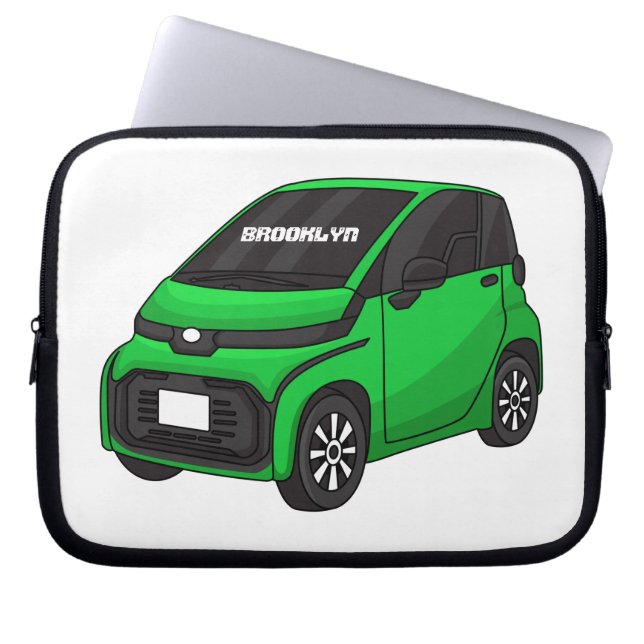 Kute groene micromaatwagen laptop sleeve (Voorkant)