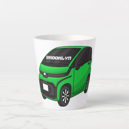 Kute groene micromaatwagen latte mok (Voorkant)