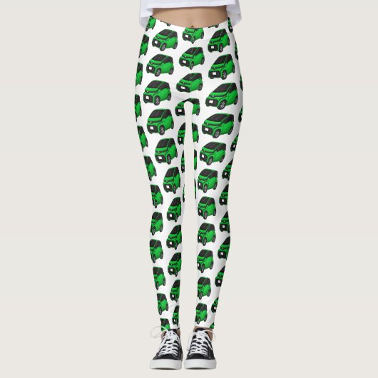 Kute groene micromaatwagen leggings (Voorkant)