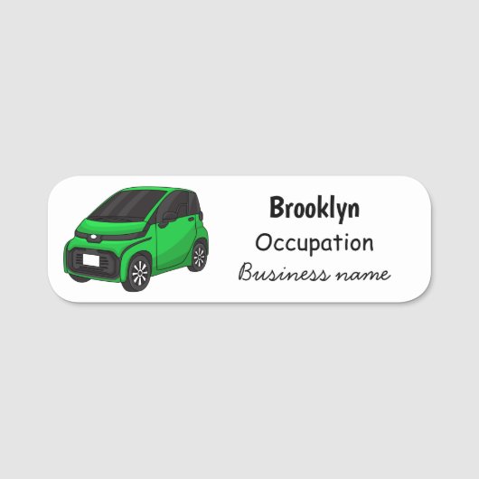 Kute groene micromaatwagen naamplaatje (Voorkant)