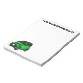 Kute groene micromaatwagen notitieblok (Linkerzijde)