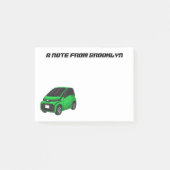 Kute groene micromaatwagen post-it® notes (Voorkant)