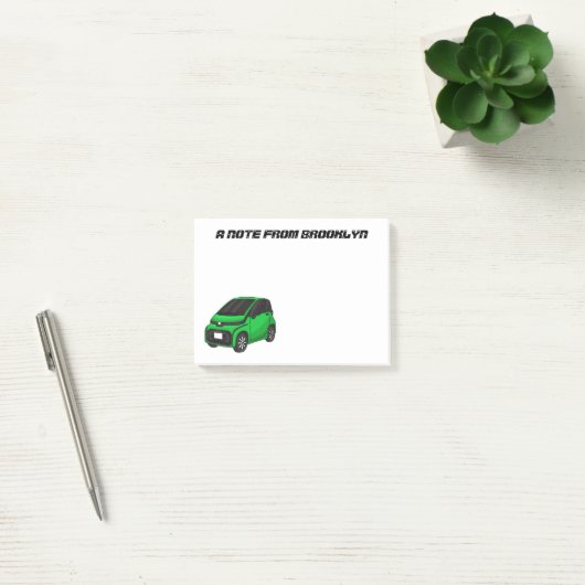Kute groene micromaatwagen post-it® notes (Kantoor)