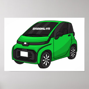 Kute groene micromaatwagen poster
