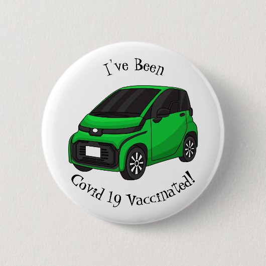 Kute groene micromaatwagen ronde button 5,7 cm (Voorkant)