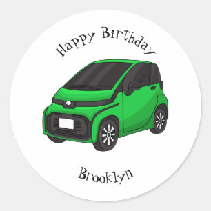 Kute groene micromaatwagen ronde sticker