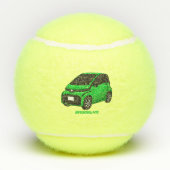 Kute groene micromaatwagen tennisballen (Achterkant)