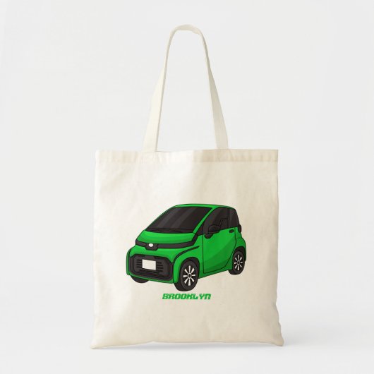 Kute groene micromaatwagen tote bag (Voorkant)