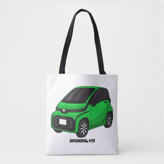 Kute groene micromaatwagen tote bag (Voorkant)