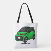 Kute groene micromaatwagen tote bag (Achterkant)