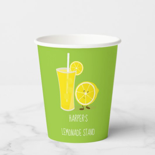 Kute groene naam limonade standaard papieren bekers (Achterkant)