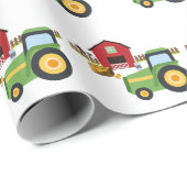 Kute groene trekker en rode schuur cadeaupapier (Rol Hoek)