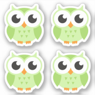 Kute groene uilstickers sticker