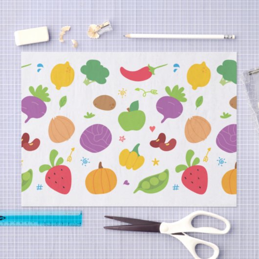 Kute groenten en fruittellingen tissuepapier (Craft)