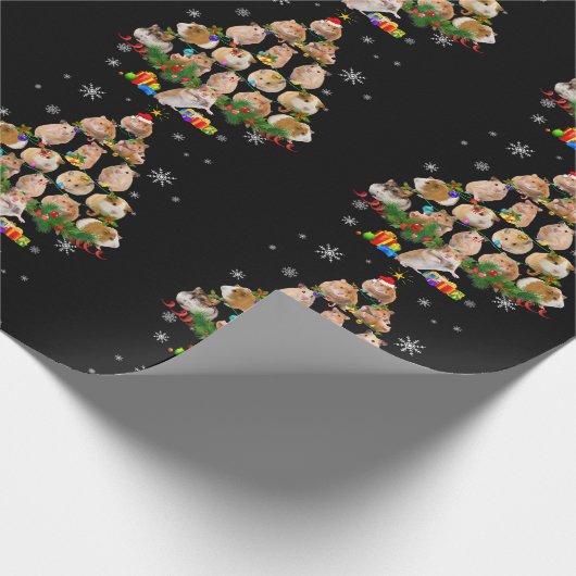 Kute Guinee Hamster Pigs met kerstboom Pet Lover Cadeaupapier (Hoek)