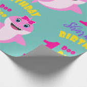 Kute haai 1e verjaardag cadeaupapier (Hoek)