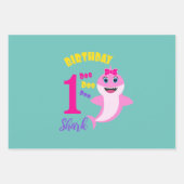 Kute haai 1e verjaardag inpakpapier vel (Voorkant)