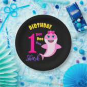 Kute haai 1e verjaardag papieren bordje (Feest)