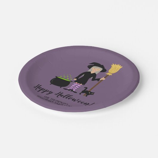 Kute haak met aangepaste Cat Halloween-tekst Papieren Bordje (Gekanteld)