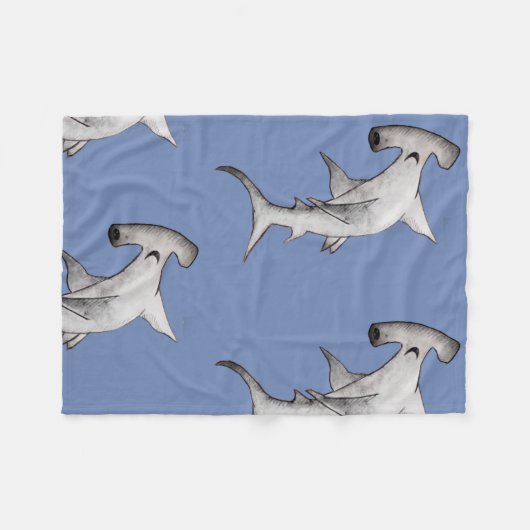 Kute hammerhead shark oceanische stranddeken fleece deken (Voorkant (Horizontaal))