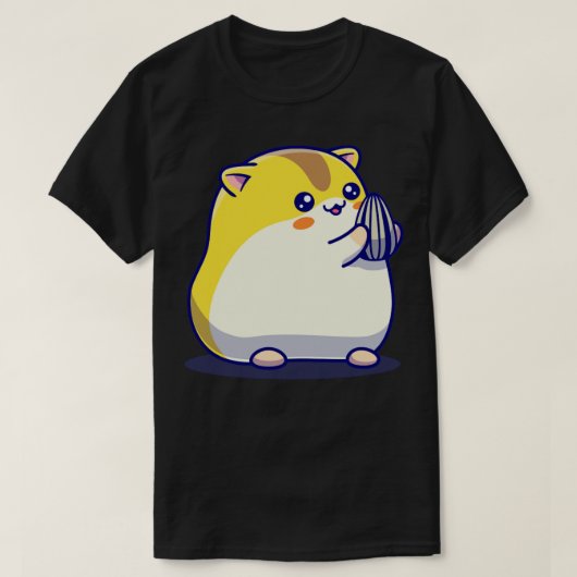 Kute hamster Eating Sunflower Seed Cartoon T-shirt (Design voorkant)