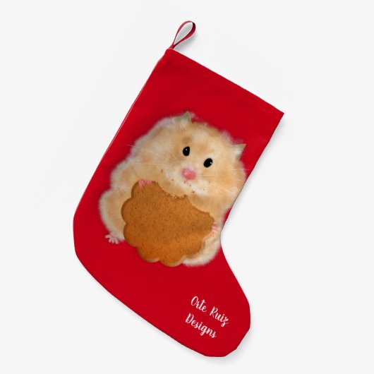 Kute hamster en biscuit met kerststaart kleine kerstsok (Voorkant (Hangend))