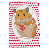 Kute hamster en rode harten medium cadeauzakje (Voorkant)