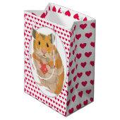 Kute hamster en rode harten medium cadeauzakje (Achterkant Gekanteld)