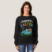 Kute hamster met Bunny Ears Egg Hunting Eas Trui (Voorkant volledig)